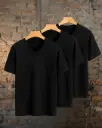 Cuello V Classic Fit - Pack 3x Playeras Negras PREMIUM