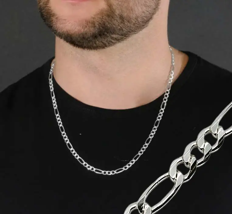 Cadena Figaro 60cm x 6mm Plata Ley .925 auténtica